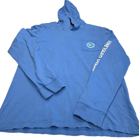 VINEYARD VINES Kids Blue Whale Hoodie Long-Sleeve, Front Pocket Unisex Sz Large - Picture 1 of 9
